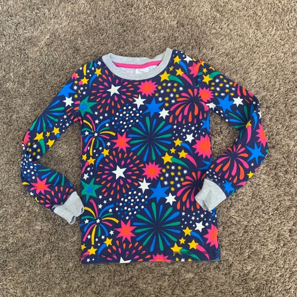 Boden Fireworks 2pc Snug Long John Pajamas Set 7Y Glow in Dark Cotton Pjs - Picture 5 of 9